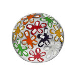 Bague stella mia en acier et nacre blanche v�ritable plateau rond bomb� et motifs fleurs multicolores ...