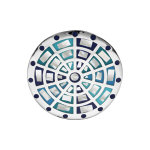 Bague stella mia en acier et nacre blanche v�ritable plateau rond motifs cible et d�grad� de bleu