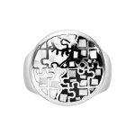 Bague stella mia en acier et nacre motifs noirs et blancs Bague stella mia en acier et nacre motifs noirs et blancs