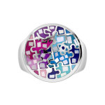 Bague stella mia en acier et nacre ronde multi couleur Bague stella mia en acier et nacre ronde multi couleur