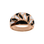 Bague stella mia en acier et pvd rose bombée motifs couleur blanche et noire Bague stella mia en acier et pvd rose bombée motifs couleur blanche et noire