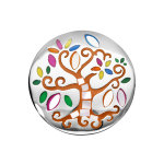 Bague stella mia en acier ronde et nacre arbre de vie multi couleur Bague stella mia en acier ronde et nacre arbre de vie multi couleur