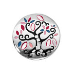 Bague stella mia en acier ronde et nacre arbre de vie noir