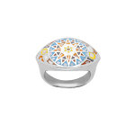 Bague stella mia en acier soleil mosaique multi couleur et nacre