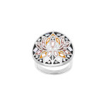Bague stella mia ronde en acier motif fleur de lotus r�sine et nacre