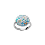 Bague stella mia ronde en acier r�sine et nacre motif fleur