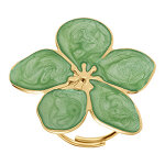 Bague stella miia en acier dor� motif fleur avec p�tales nacr� vert clair 30mm