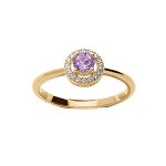 Bague en vermeil avec amethyste v�ritable central et contour d'oxydes blancs sertis