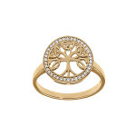 Bague en vermeil arbre de vie celtique 14mm cave contour d'oxydes blancs sertis