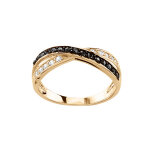 Bague en vermeil brins croisés avec pierres noires et blanches Bague en vermeil brins croisés avec pierres noires et blanches