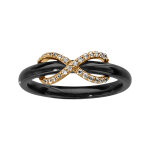 Bague en vermeil céramique noire avec oxydes blancs sertis Bague en vermeil céramique noire avec oxydes blancs sertis