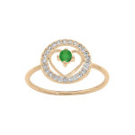 Bague en vermeil coeur et emeraude v�ritable contour pav� d'oxydes blancs