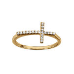 Bague en vermeil avec croix en oxydes blancs sertis