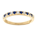 Bague en vermeil demi alliance ar�e d'oxydes bleus et blancs sertis
