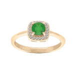 Bague en vermeil emeraude v�ritable et contour carr� pav� d'oxydes blancs sertis