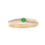 Bague en vermeil emeraude et rails de topazes blanches serties vritables
