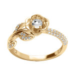 Bague en vermeil forme fleur 8. 2mm avec oxydes blancs sertis
