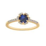 Bague en vermeil forme fleur avec oxydes bleu fonc� et blancs sertis