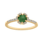 Bague en vermeil forme fleur avec oxydes vert fonc� et blancs sertis