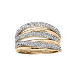 Bague en vermeil grande taille multi rangs avec oxydes blancs sertis taille 62 (