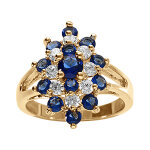 Bague en vermeil marquise avec oxydes bleus et blancs