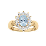 Bague en vermeil massif pierre naturelle ovale topaze bleue entour�e d'oxydes blancs sertis