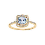 Bague en vermeil massif topaze vritable carre bleue avec contour d'oxydes blancs sertis et sur 1 / ...