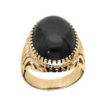 Bague en vermeil mixte cabochon agate noire Bague en vermeil mixte cabochon agate noire