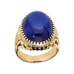 Bague en vermeil mixte cabochon zirconium bleu Bague en vermeil mixte cabochon zirconium bleu