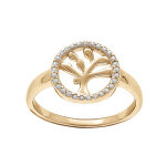 Bague en vermeil motif arbre de vie contour oxydes blancs sertis Bague en vermeil motif arbre de vie contour oxydes blancs sertis