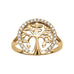Bague en vermeil motif arbre de vie entouré d'oxydes blancs sertis Bague en vermeil motif arbre de vie entouré d'oxydes blancs sertis