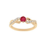 Bague en vermeil motif infini rubis v�ritable et topazes blanches