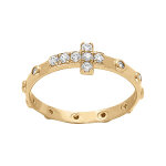 Bague en vermeil semainier croix d'oxydes blancs sertis