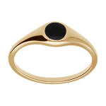 Bague en vermeil style chevaliere forme ronde avec onyx imittation