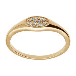 Bague en vermeil style chevaliere avec une t�te ovale pav�e d'oxydes blancs sertis