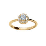 Bague en vermeil avec topaze bleue v�ritable et contour d'oxydes blancs sertis