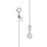 Bijou de dos en argent rhodi chane et perle blanche de synthse 20cm