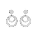 Boucles d'oreilles en acier 2 anneaux suspendus et superposs et fermoir poussette