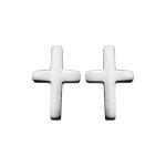 Boucles d'oreille en acier croix lisse et fermoir poussette