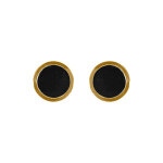 Boucles d'oreille en acier doré jaune fermoir à vis sur fond caoutchouc résine noire 8mm Boucles d'oreille en acier doré jaune fermoir à vis sur fond caoutchouc résine noire 8mm
