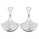 Boucles d'oreilles en acier plume de paon suspendu et fermoir poussette Boucles d'oreilles en acier plume de paon suspendu et fermoir poussette