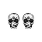 Boucles d'oreilles en acier tte de mort fermoir poussette