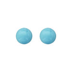 Boucles d'oreilles en argent boule de 6mm couleur bleu turquoise et fermoir poussette