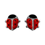 Boucles d'oreilles en argent coccinelle colorée et fermoir poussette Boucles d'oreilles en argent coccinelle colorée et fermoir poussette