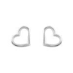 Boucles d'oreilles en argent coeur dcoup et fermoir poussette