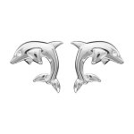 Boucles d'oreilles en argent dauphin et fermoir poussette