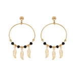 Boucles d'oreille en argent et dorure jaune anneau suspendu 23mm avec boules lisses et noires pampille ... Boucles d'oreille en argent et dorure jaune anneau suspendu 23mm avec boules lisses et noires pampille ...