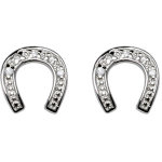 Boucles d'oreilles en argent fer à cheval orné d'oxydes blancs et fermoir poussette Boucles d'oreilles en argent fer à cheval orné d'oxydes blancs et fermoir poussette