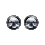Boucles d'oreilles en argent avec perle de synthse noire 10mm et fermoir poussette
