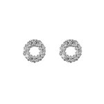 Boucles d'oreilles en argent petit rond avec oxydes blancs serti et fermoir poussette